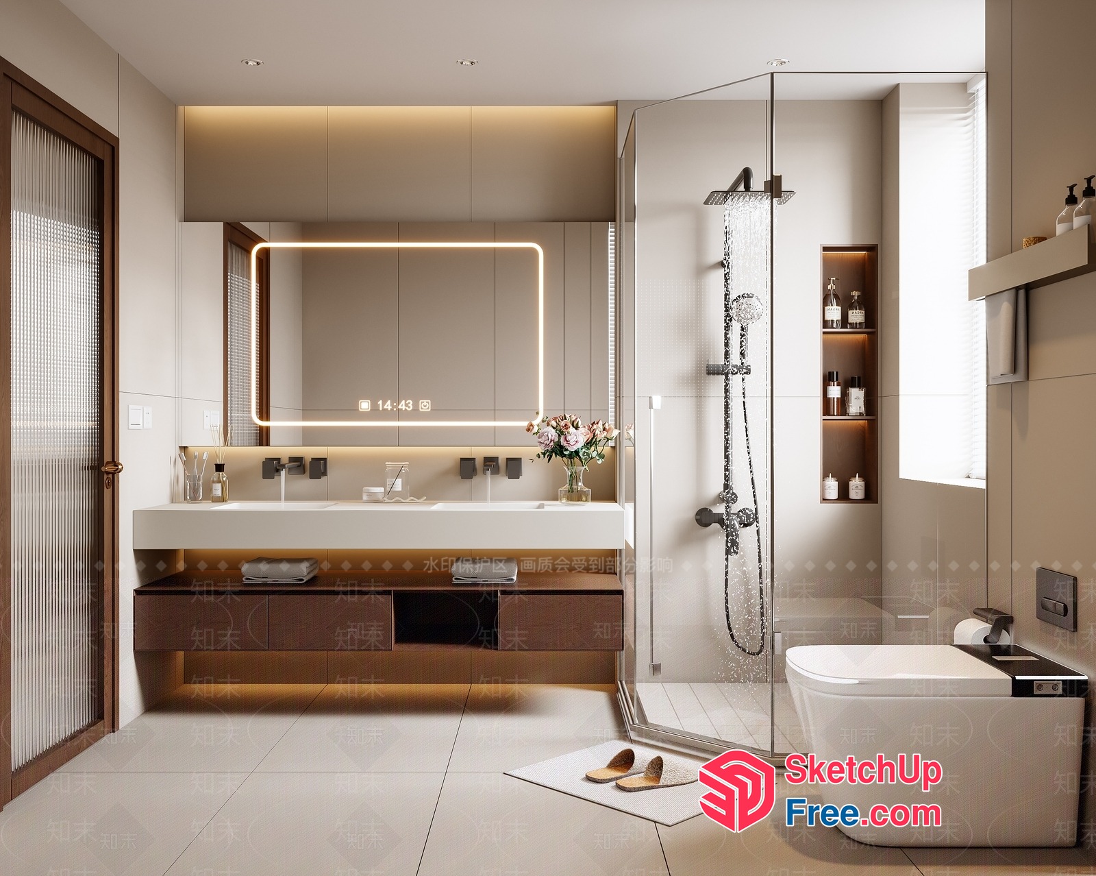 Luxurious Modern Bathroom Design 3D SketchUp File