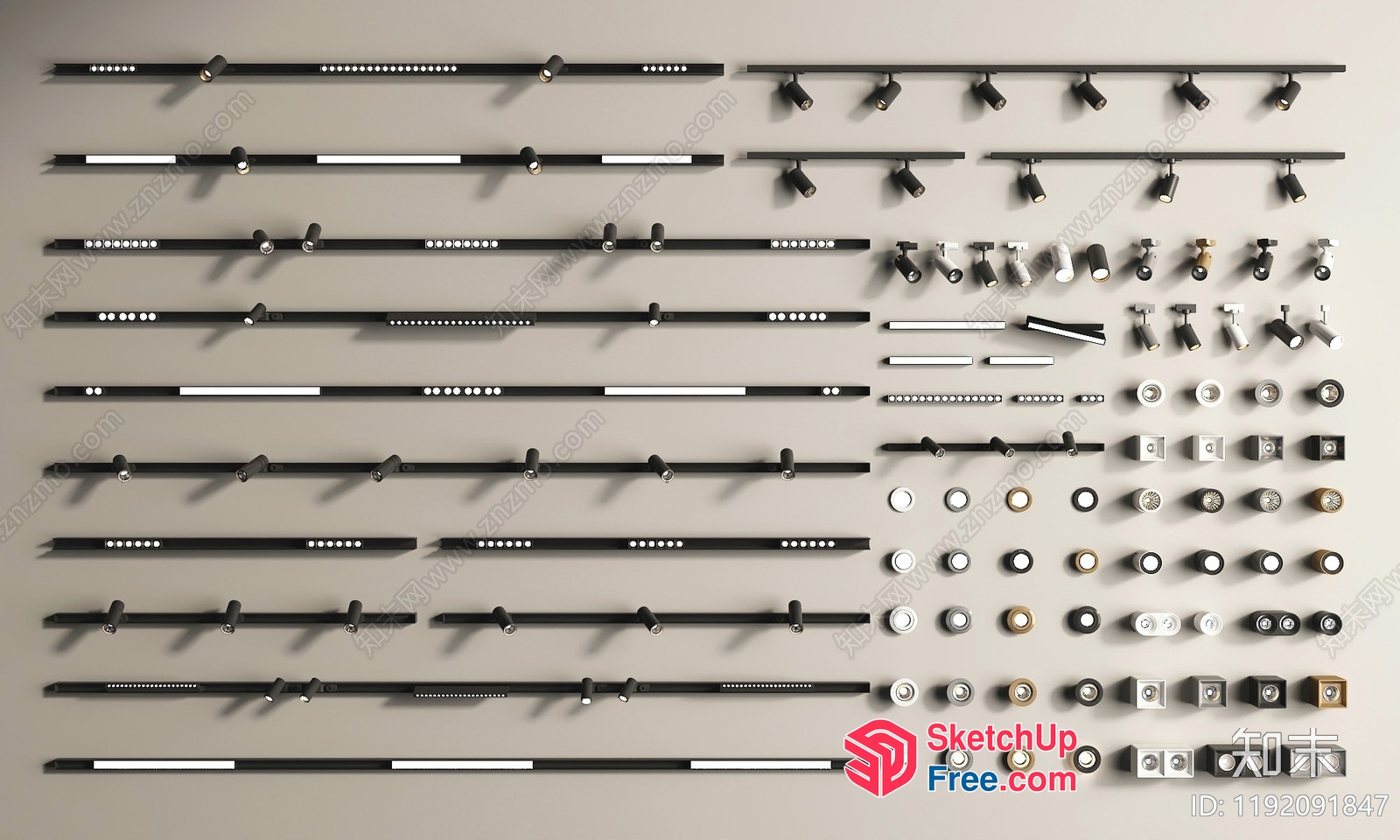 Various Track Lighting Fixtures 3D SketchUp File