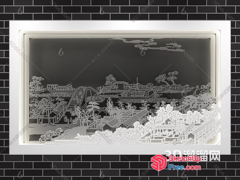 Asian Village Scene 3D SketchUp File