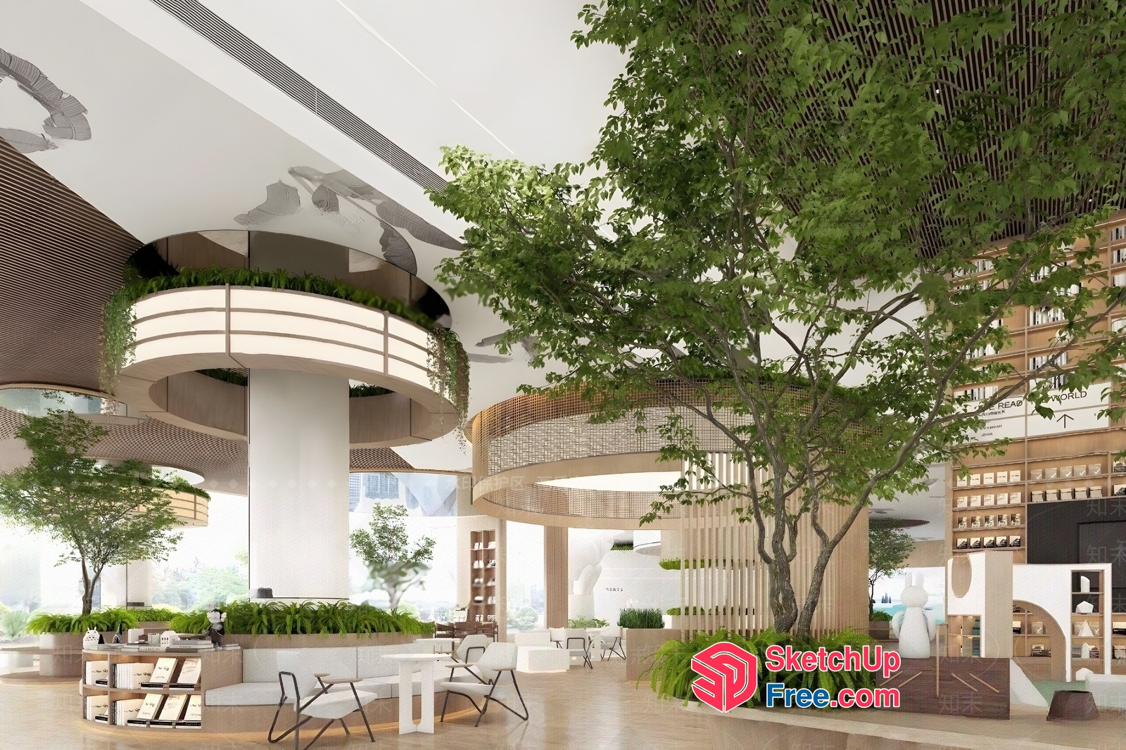 Modern Interior Design With Natural Elements And Curved Lines 3D SketchUp File