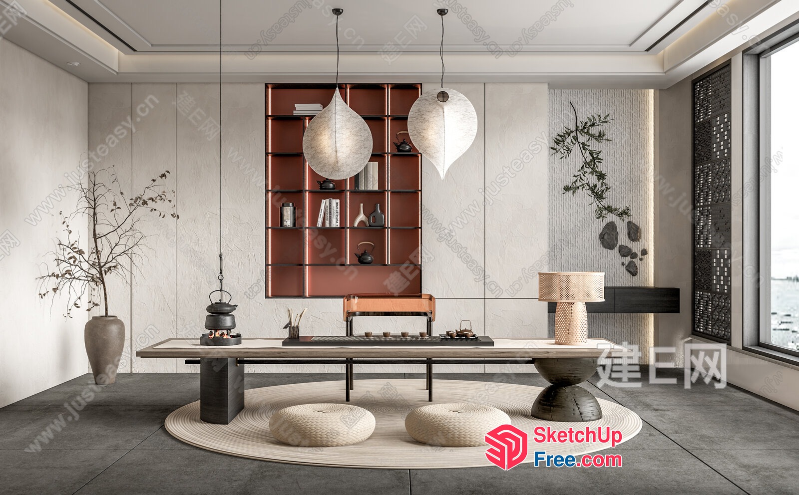 Minimalist Japanese Style Interior With Wabi-Sabi Aesthetic 3D SketchUp File