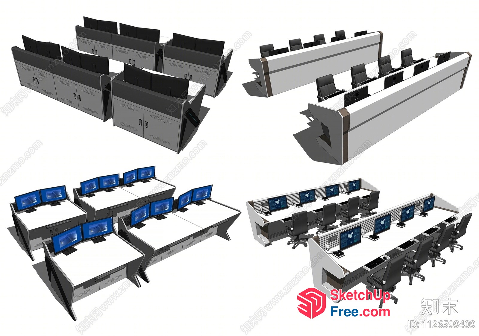Modern Computer Workstation Furniture 3D SketchUp File