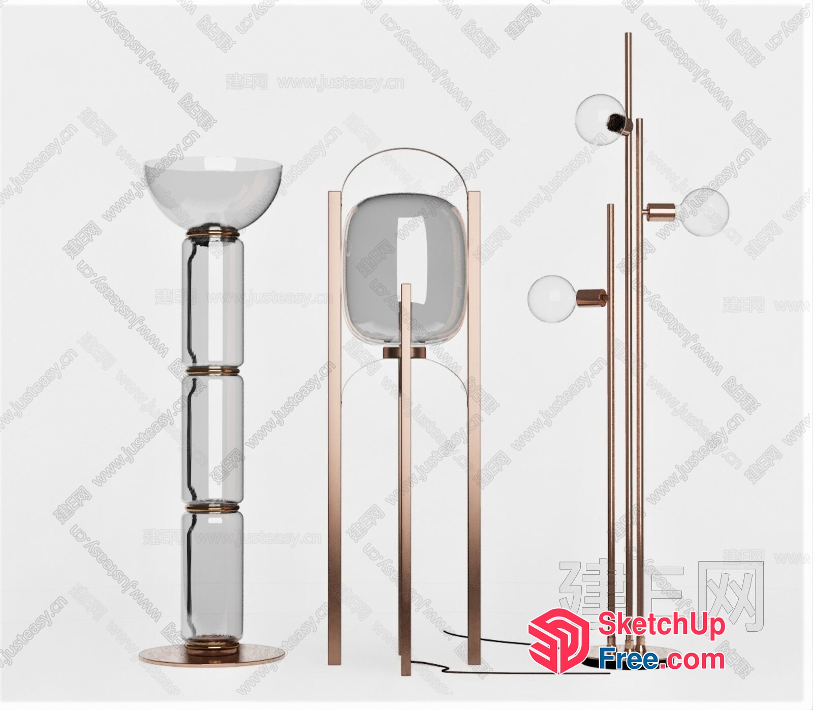 Modern Glass And Metal Lamp Designs 3D SketchUp File