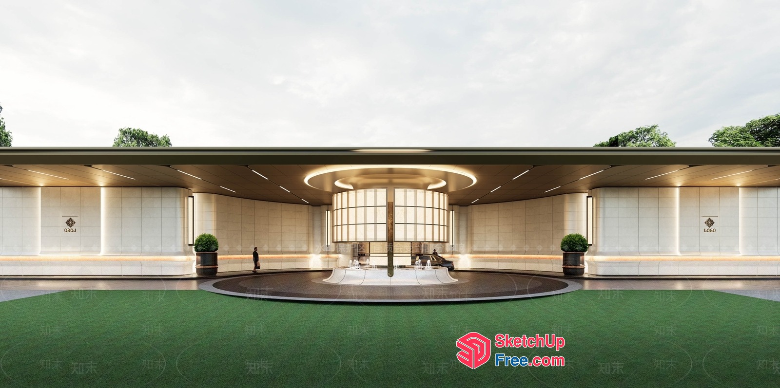 Modern Minimalist Office Building Interior 3D SketchUp File