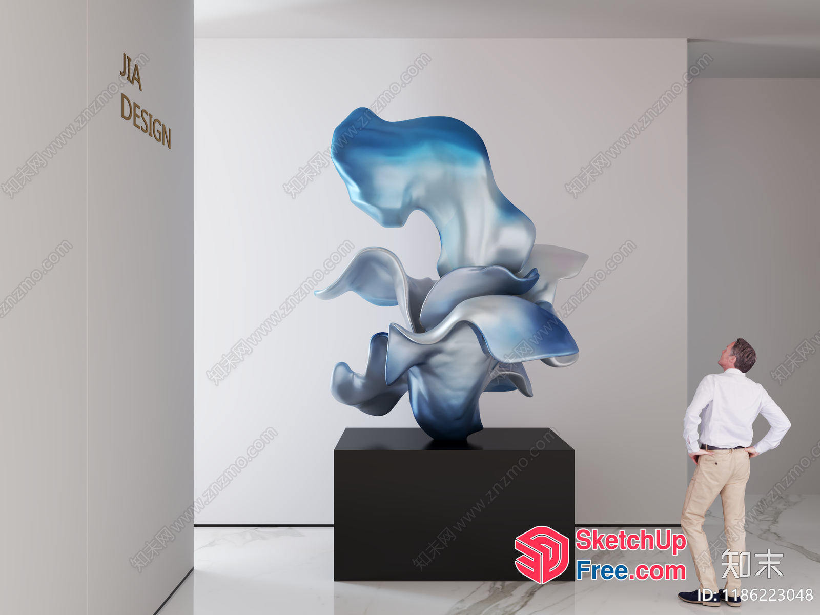 Modern Sculpture Installation In Minimalist Gallery Setting 3D SketchUp File