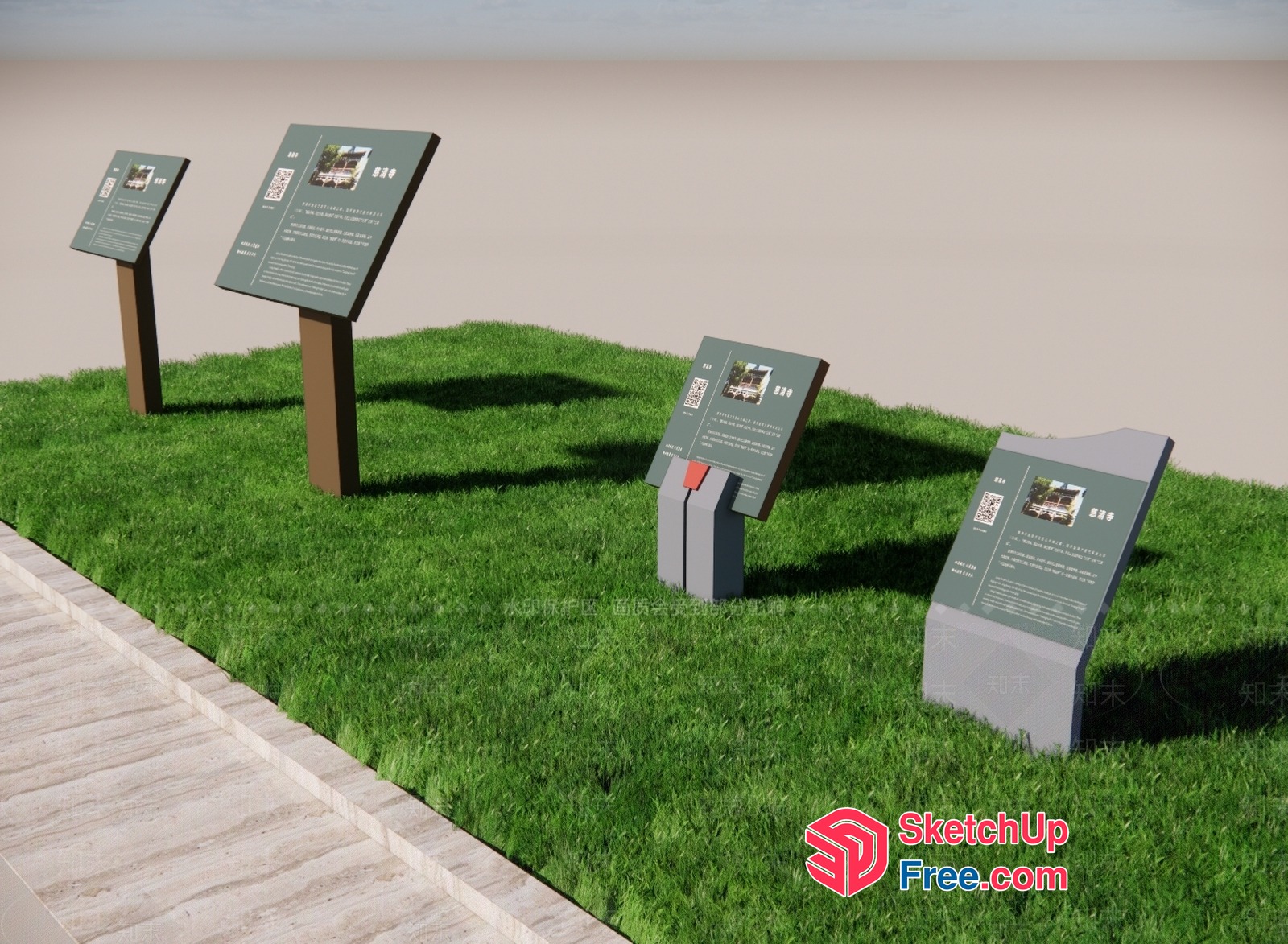 Outdoor Informational Signage 3D SketchUp File