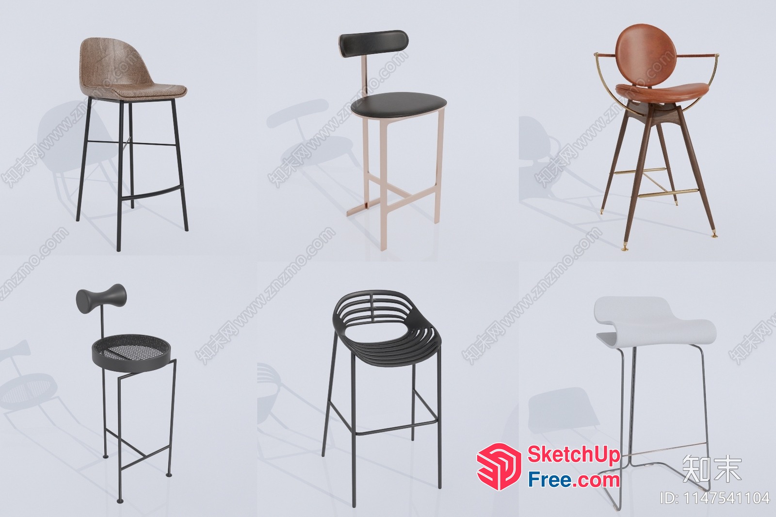 Bar Stools In Various Styles And Materials 3D SketchUp File