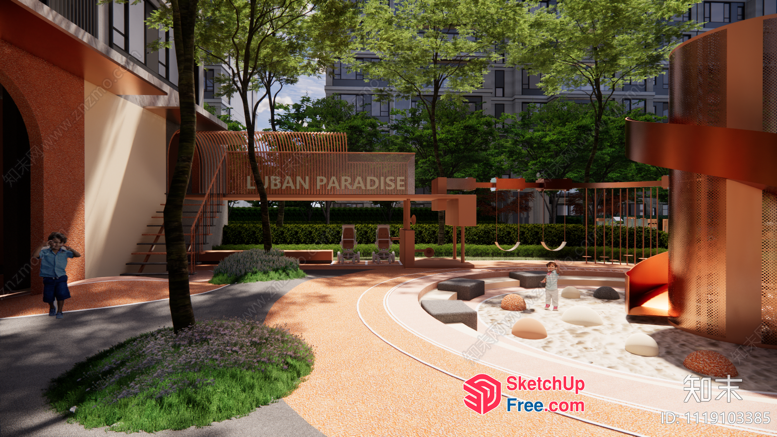 Modern Outdoor Playground With Unique Design Elements 3D SketchUp File