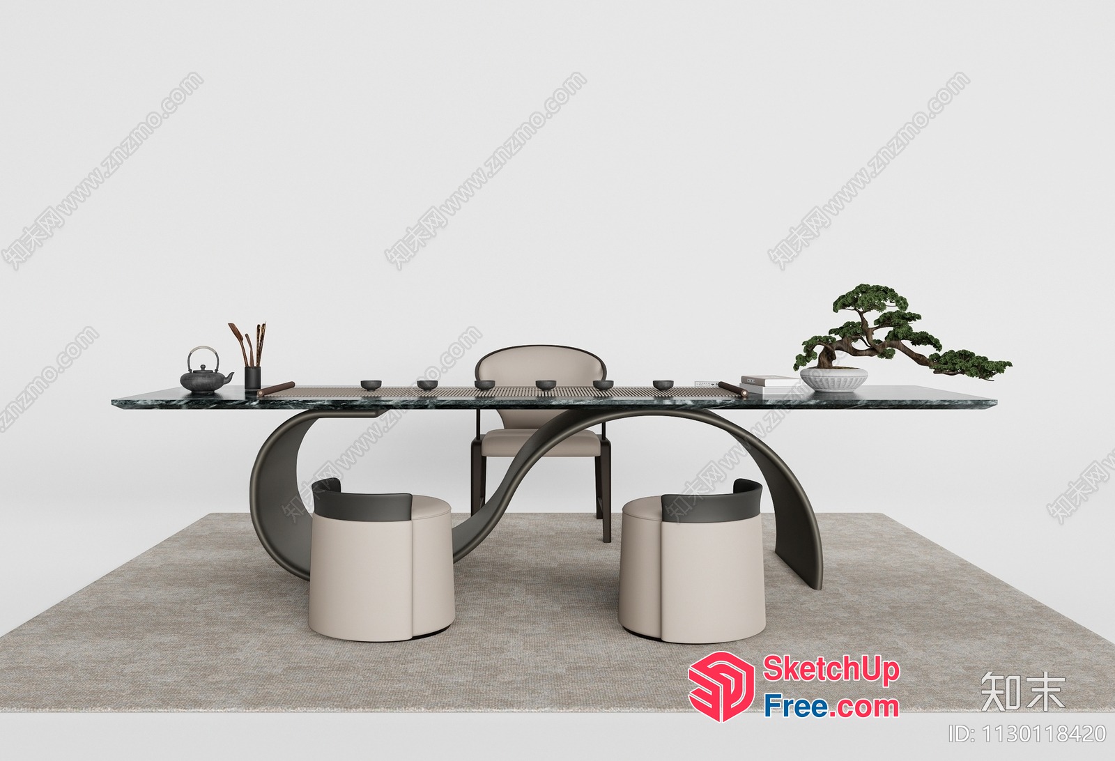 Elegant Modern Japanese-Style Dining Room 3D SketchUp File