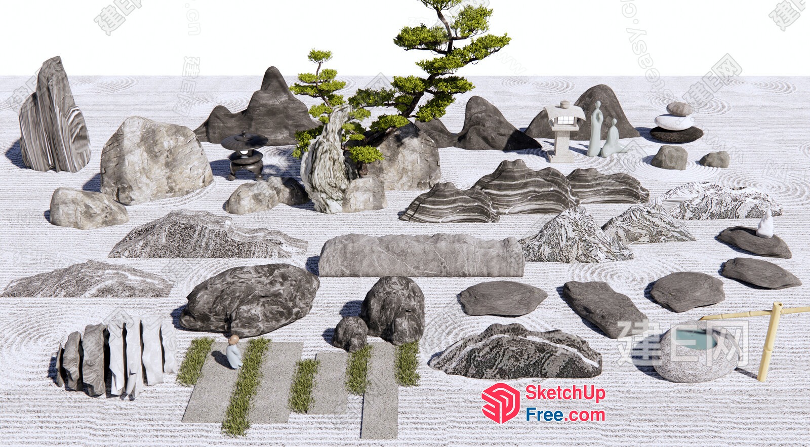 Serene Japanese Garden Scene 3D SketchUp File