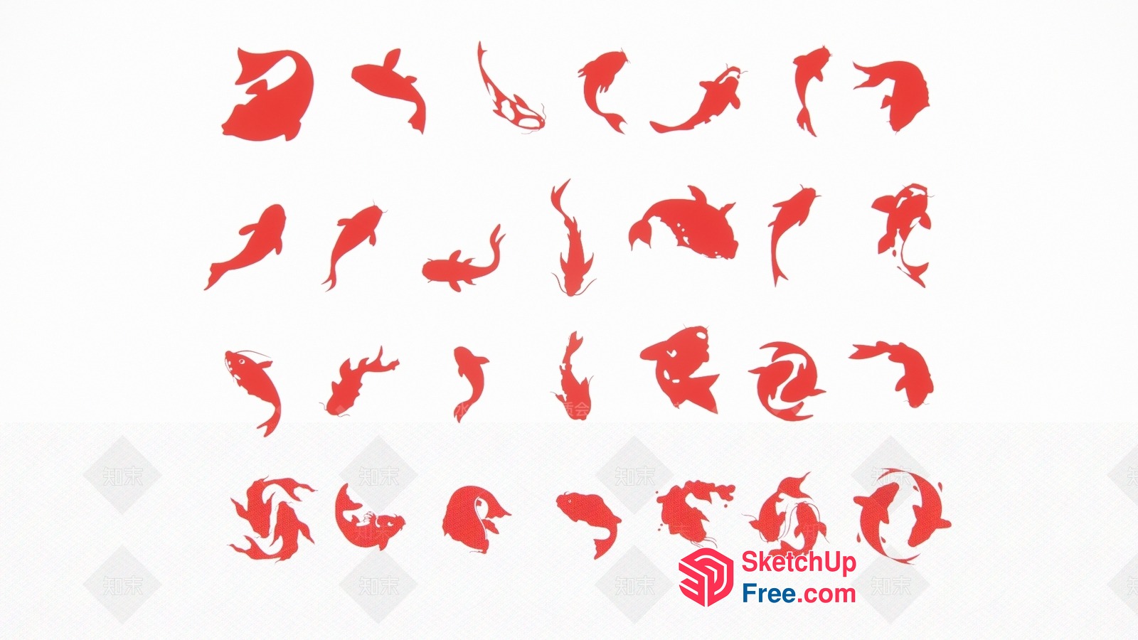 Koi Fish Decorative Elements 3D SketchUp File