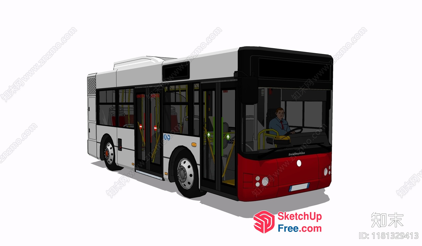 Bus Interior With Driver And Passenger Seats 3D SketchUp File