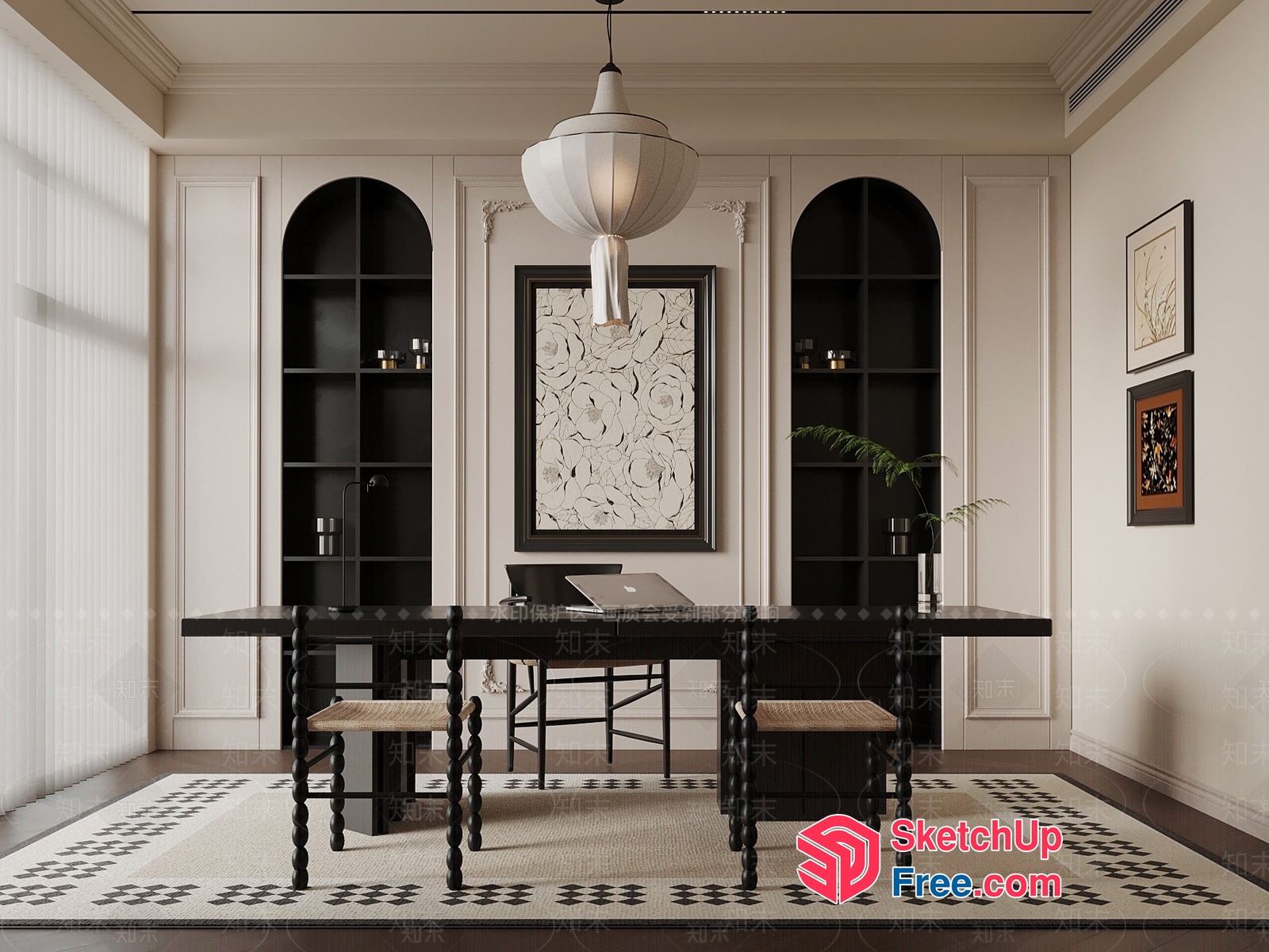 Elegant Classic Office Interior Design 3D SketchUp File