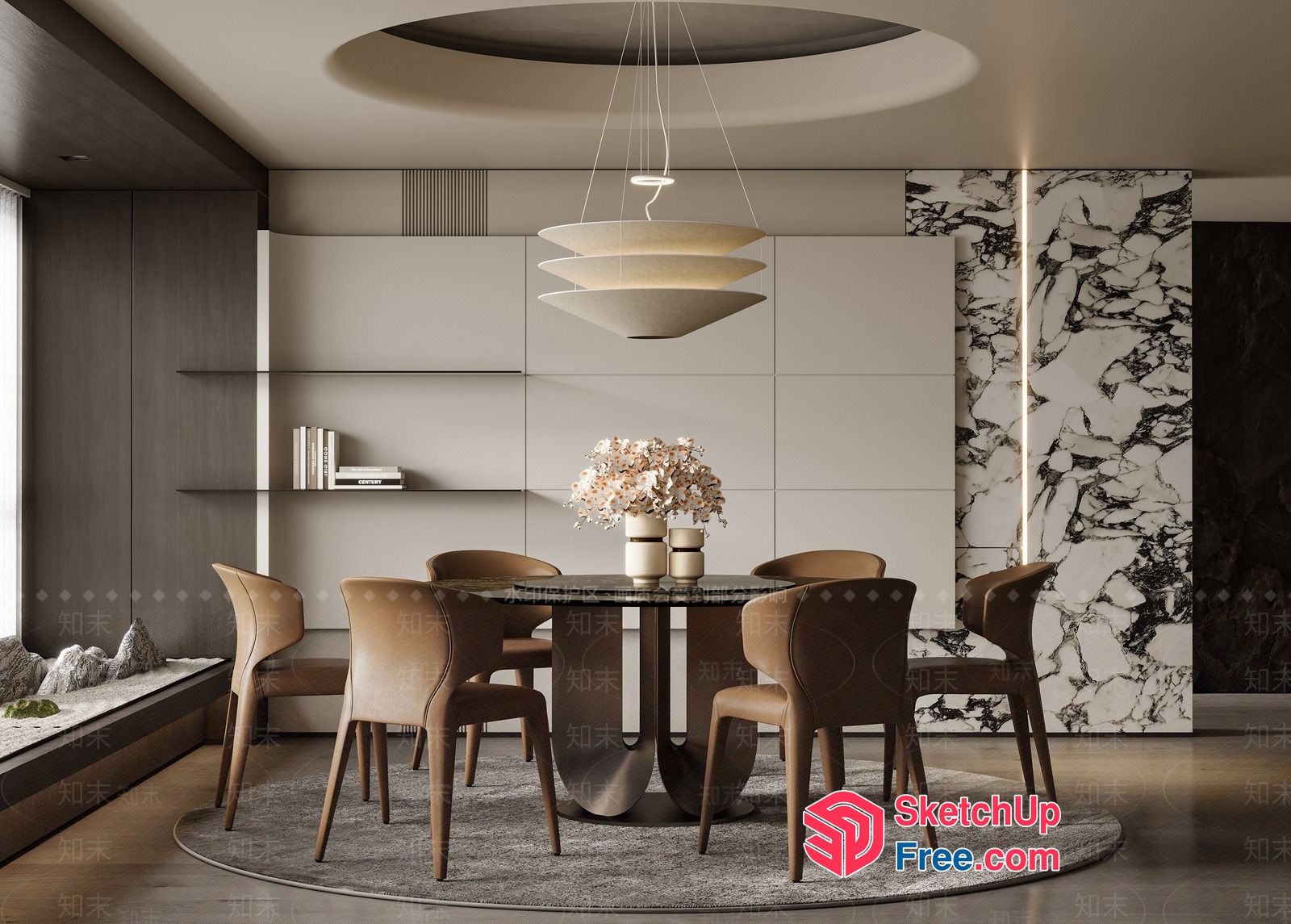 Elegant Modern Dining Room With Minimalist Lighting 3D SketchUp File