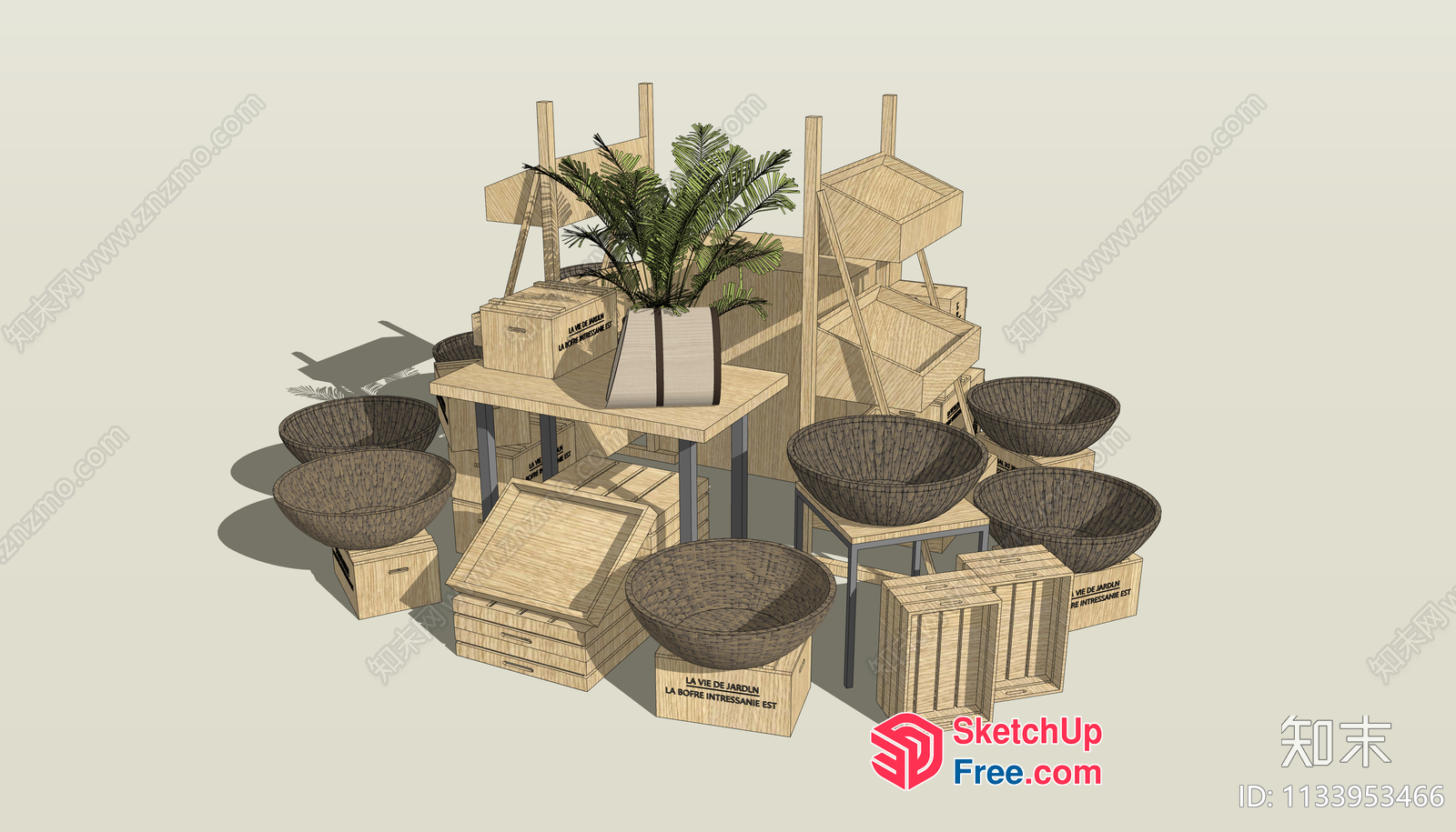 Japanese Style Wooden Furniture And Decor 3D SketchUp File