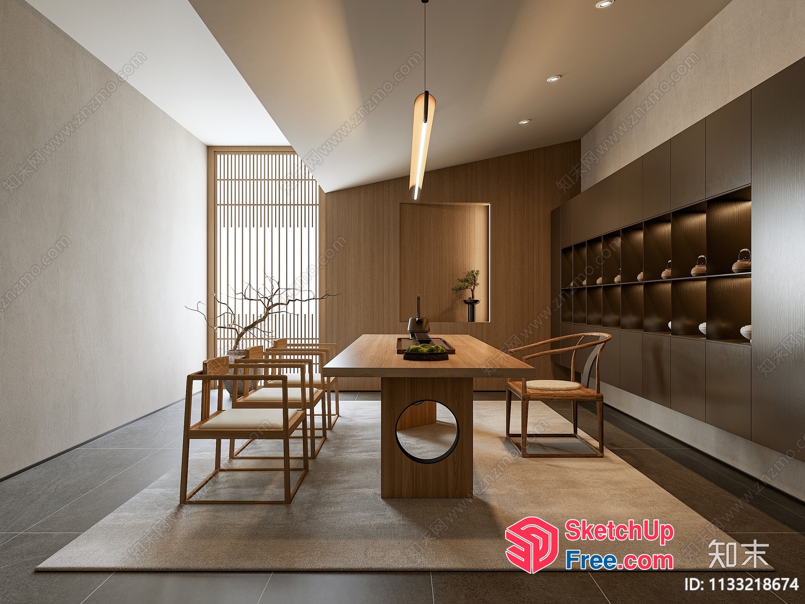 Modern Japanese-Inspired Dining Room With Minimalist Furniture 3D SketchUp File