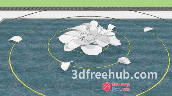 White Flower On A Blue Floor 3D SketchUp File
