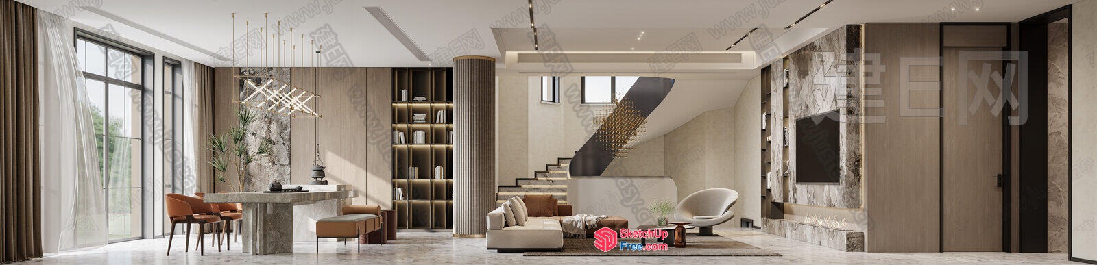 Modern And Elegant Living Room Interior Design 3D SketchUp File