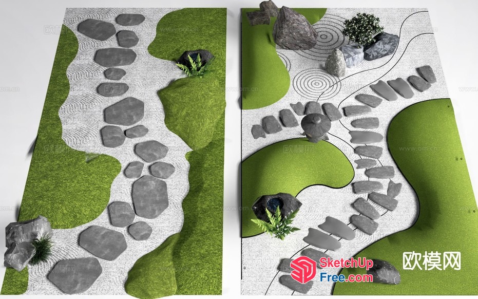 Serene Japanese-Inspired Landscape Design 3D SketchUp File
