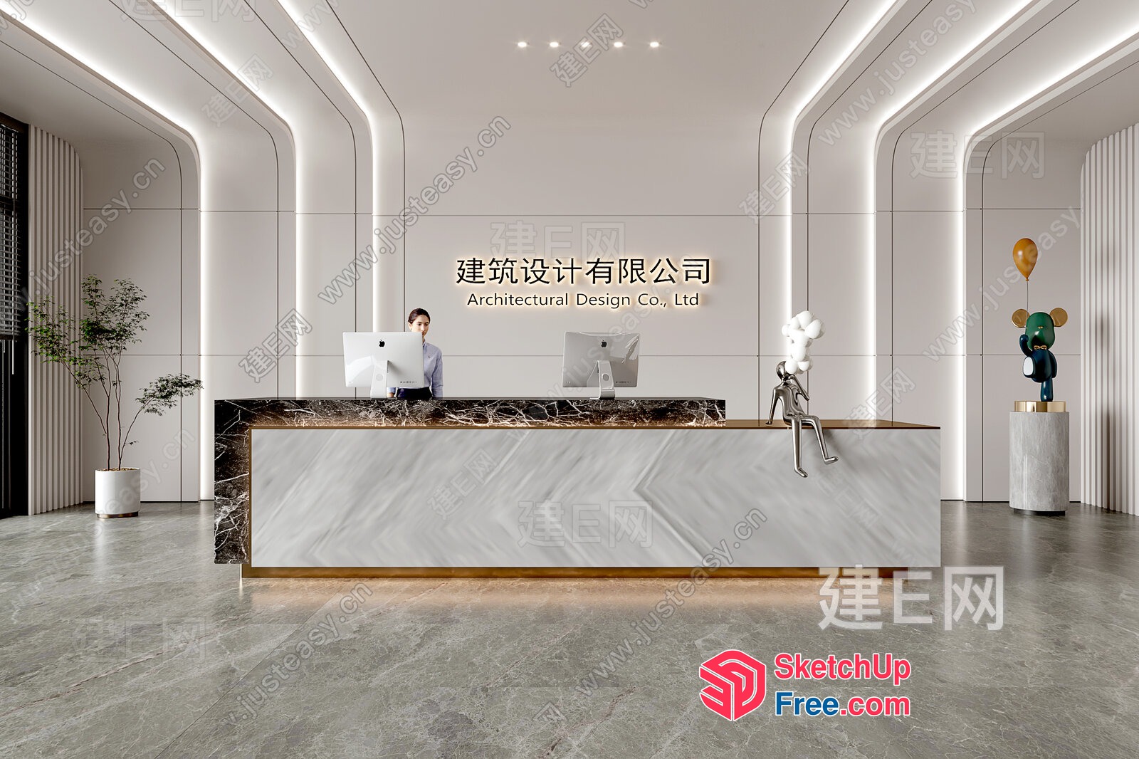 Architectural Design Company Front Desk 3D SketchUp File