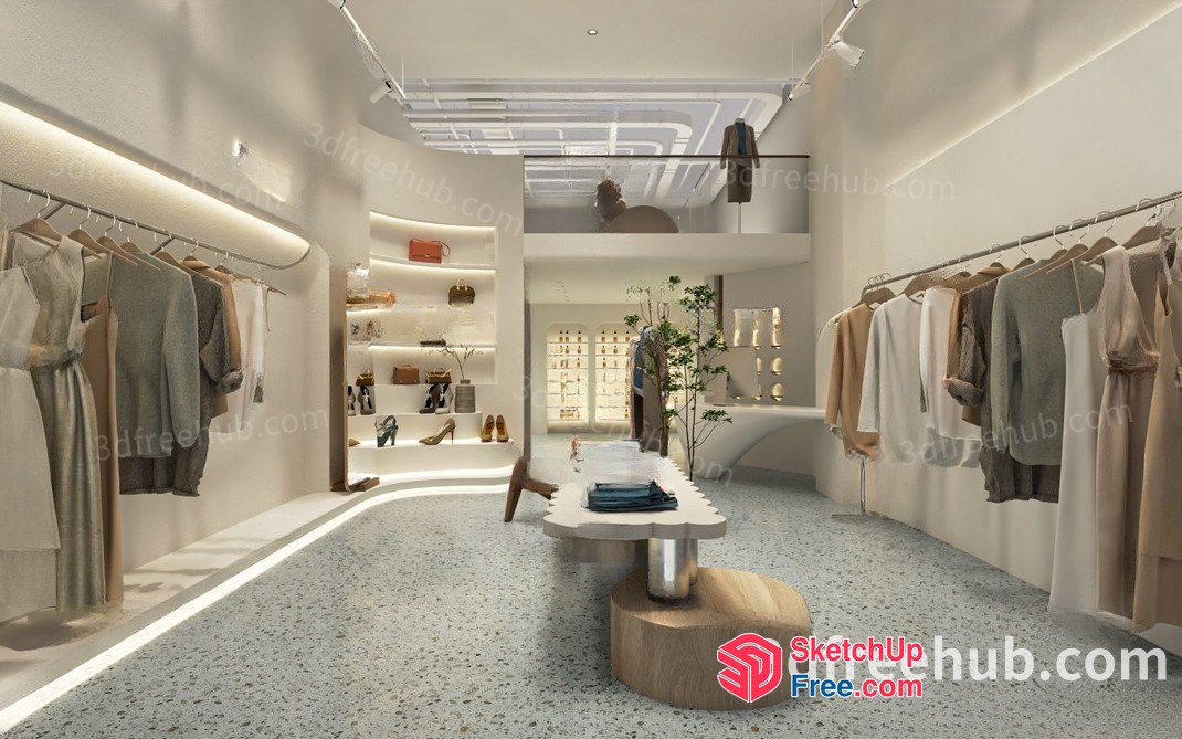 Minimalist Fashion Store Interior Design 3D SketchUp File