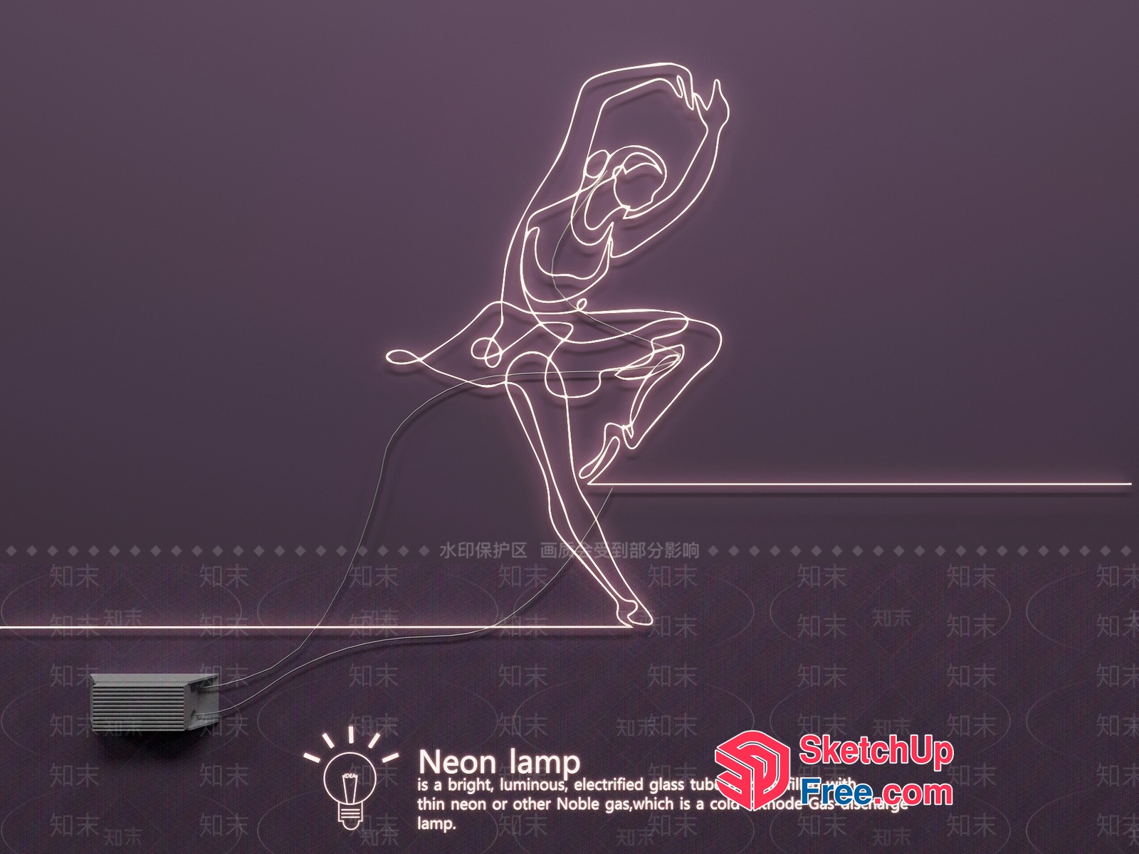 Neon Ballerina Illuminated Art 3D SketchUp File