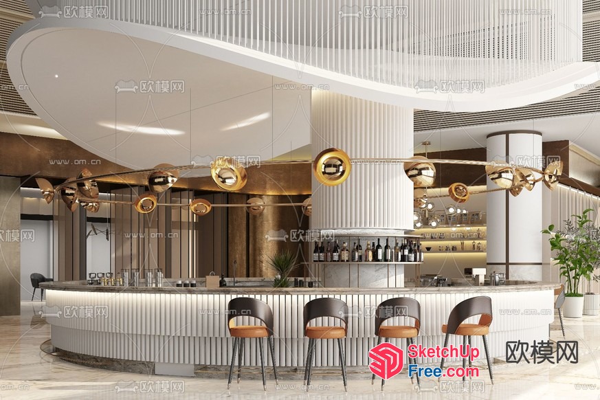 Elegant Bar And Counter Design 3D SketchUp File