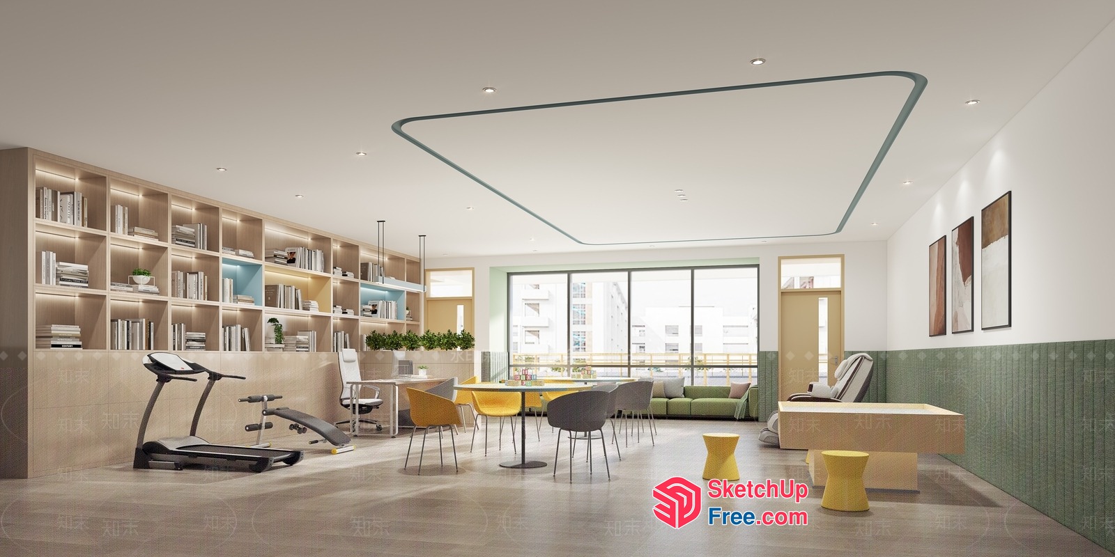 Modern Minimalist Office Space With Wellness Features 3D SketchUp File