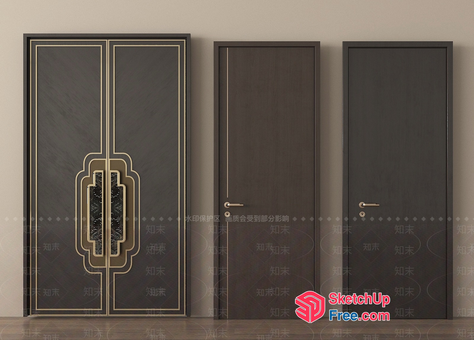 Ornate Black And Gold Doorway 3D SketchUp File