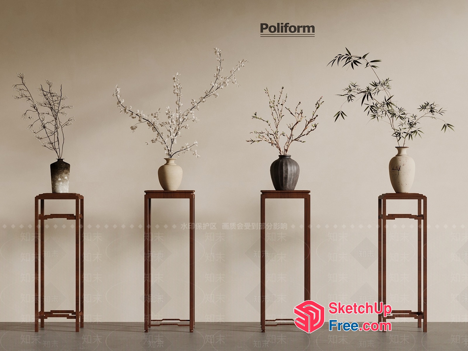 Poliform Decorative Vases And Stands 3D SketchUp File