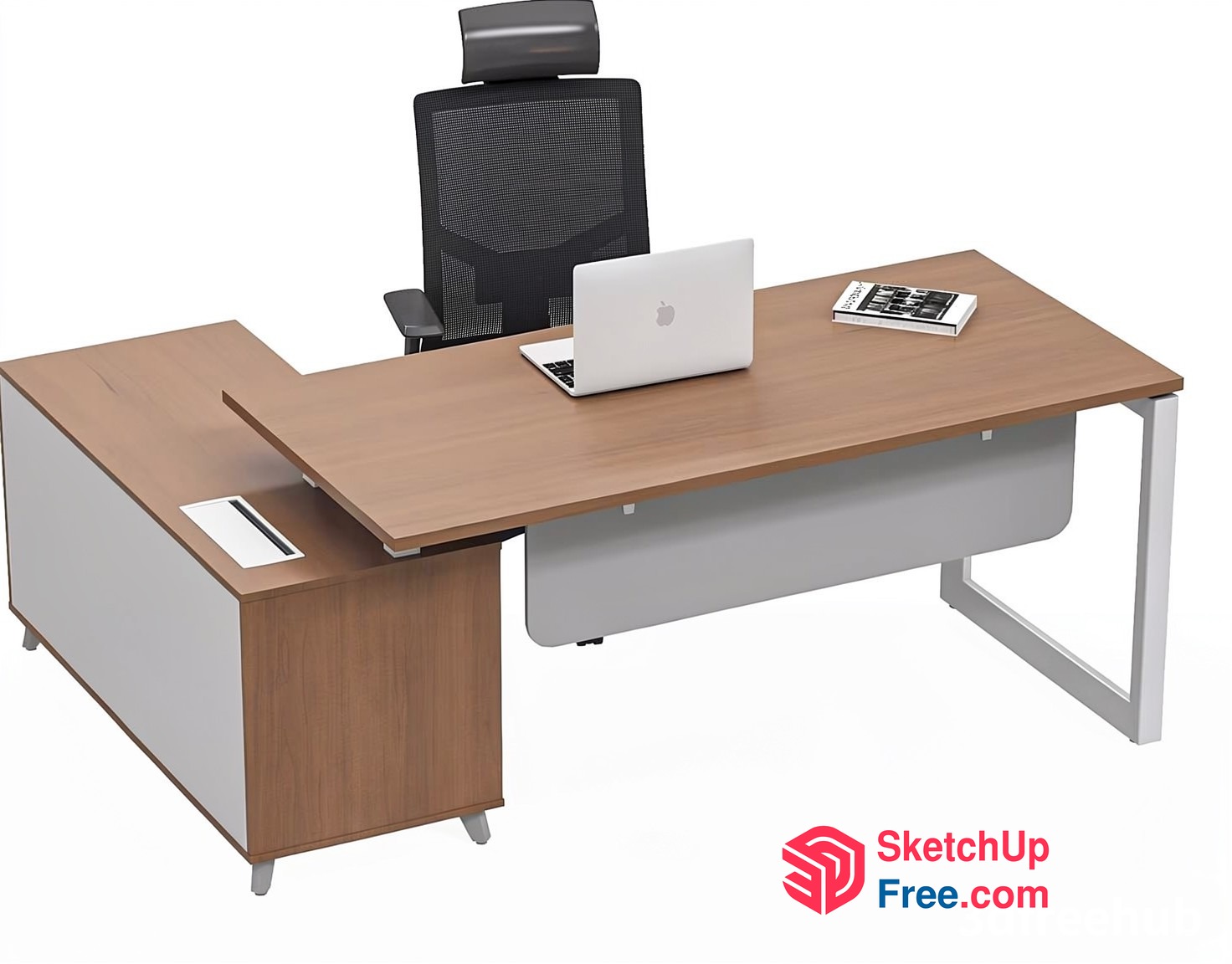 Modern Office Desk With Laptop And Chair 3D SketchUp File