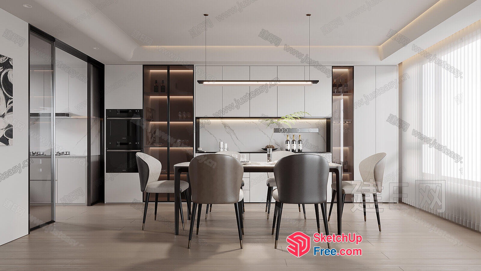 Modern Minimalist Dining Room Interior 3D SketchUp File