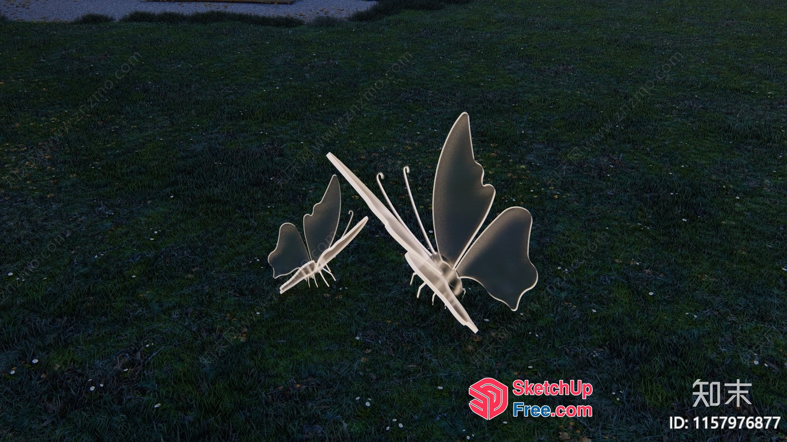 Beautiful Butterflies On The Grass 3D SketchUp File