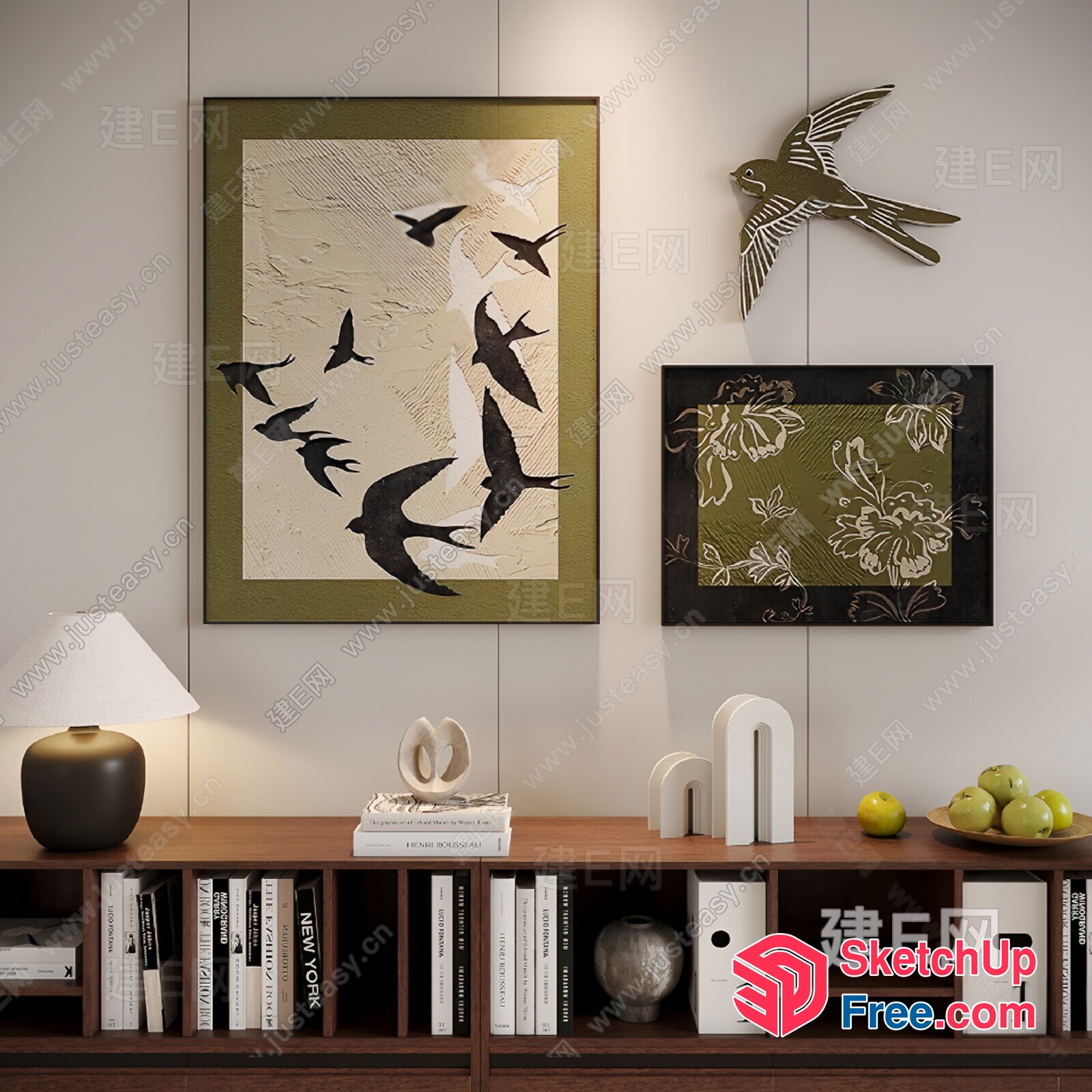 Modern Artwork And Decorative Shelf Collection 3D SketchUp File