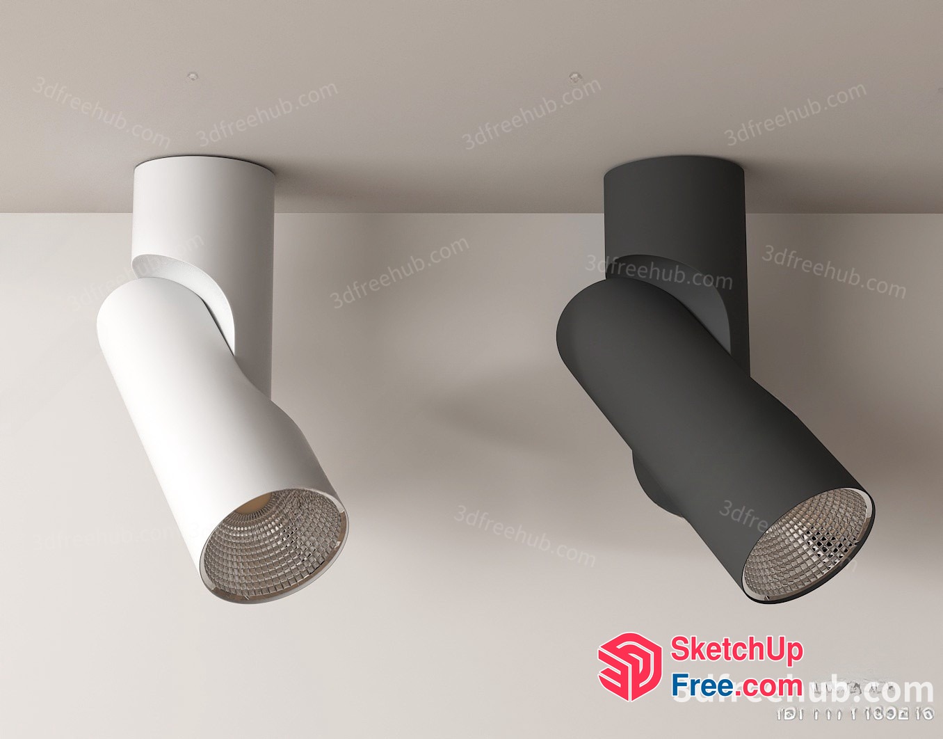 Track Lighting Fixtures In White And Black 3D SketchUp File