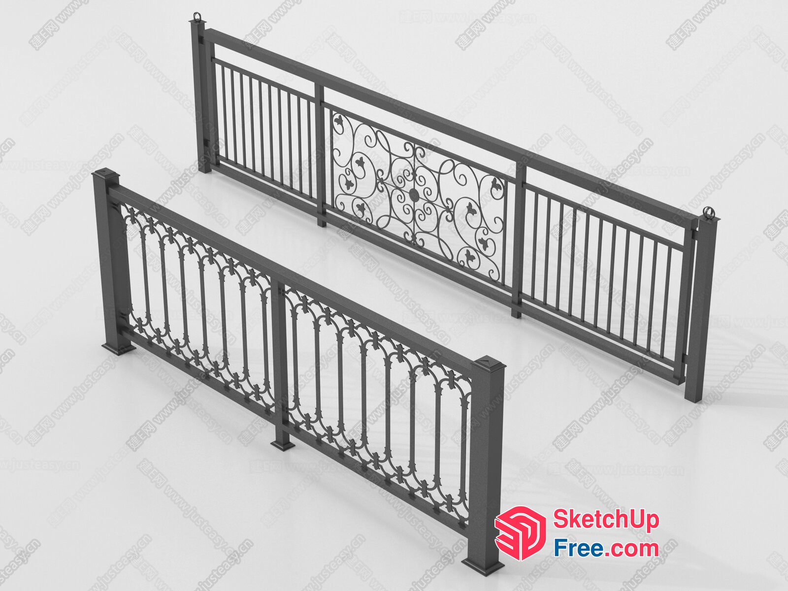 Ornate Wrought Iron Railing 3D SketchUp File