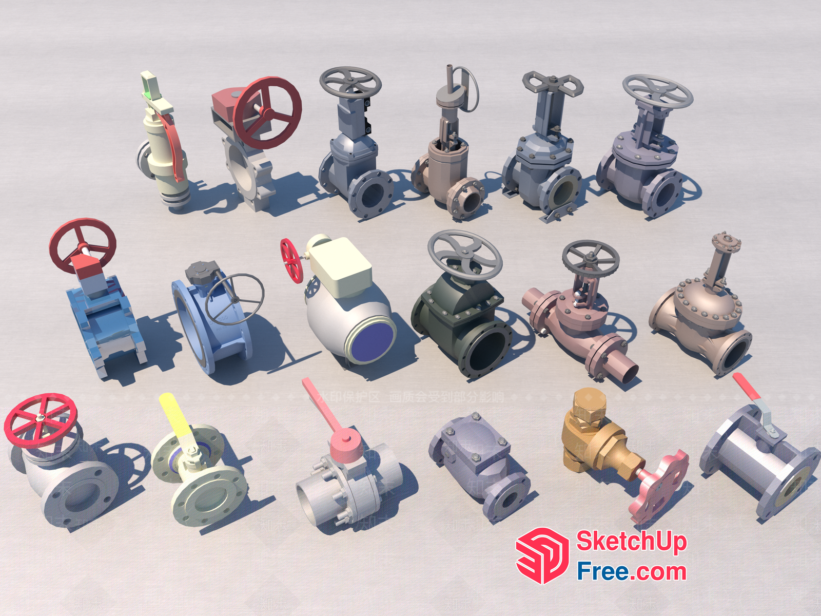 Industrial Pipe Fittings Collection 3D SketchUp File