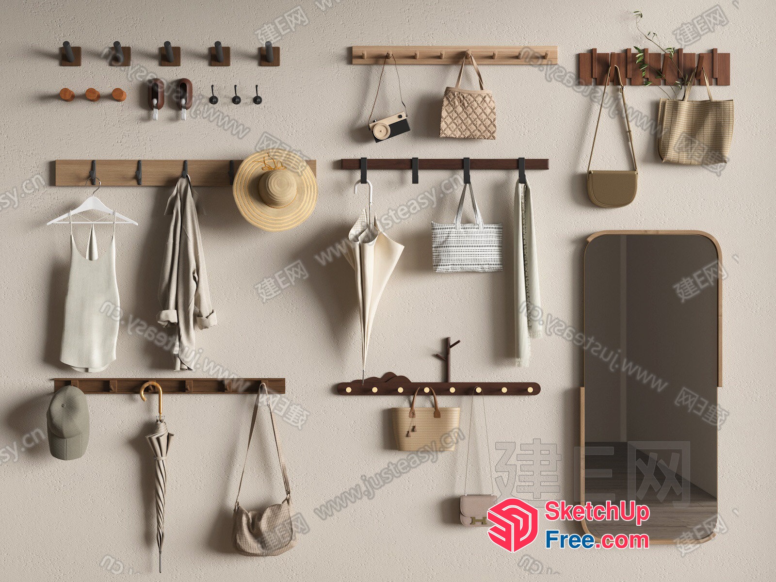 Modern Minimalist Neutral-Toned Wall Decor Collection 3D SketchUp File