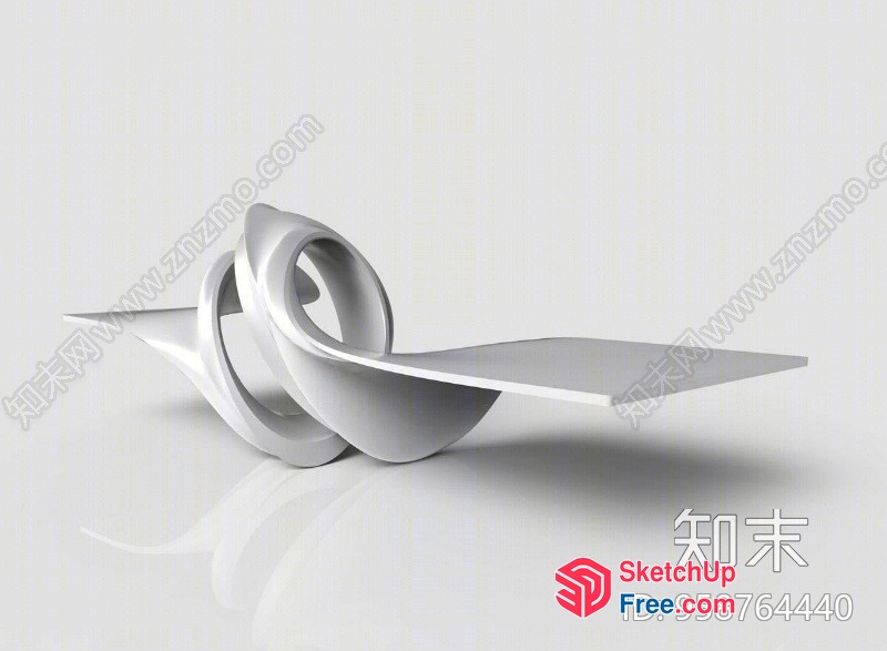 Curved White Furniture Piece 3D SketchUp File