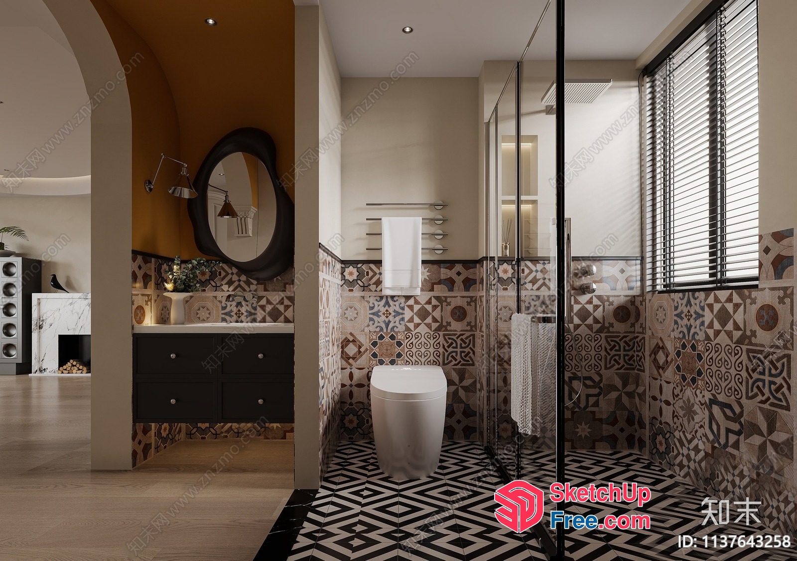 Elegant And Sophisticated Bathroom Interior 3D SketchUp File