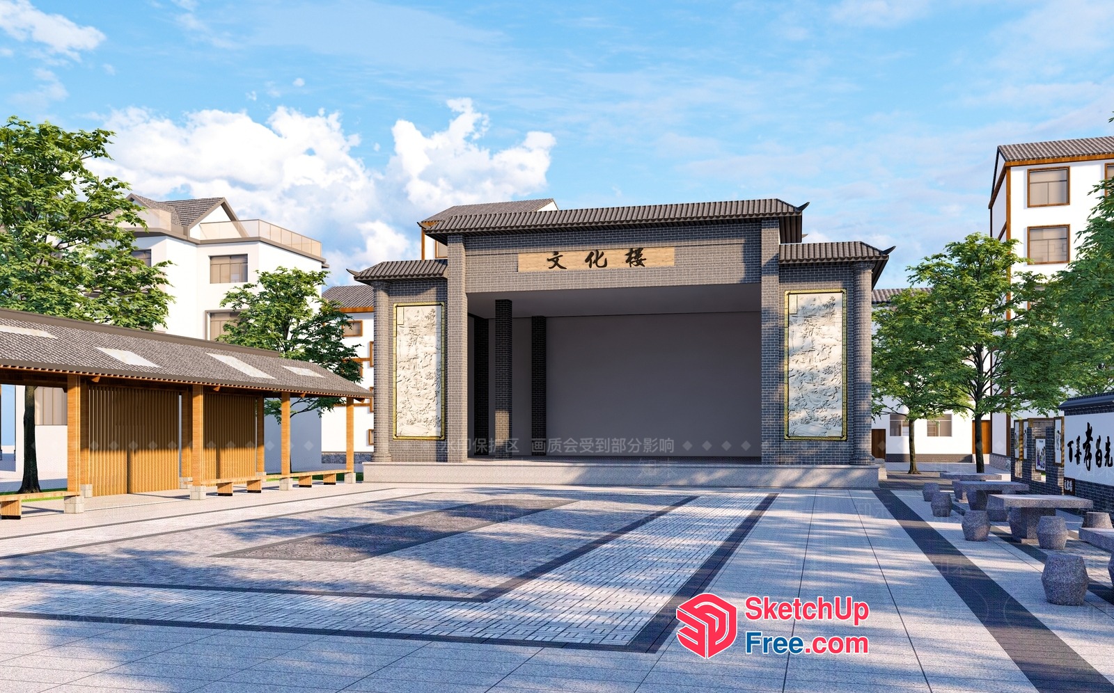 Asian-Inspired Traditional Architecture 3D SketchUp File