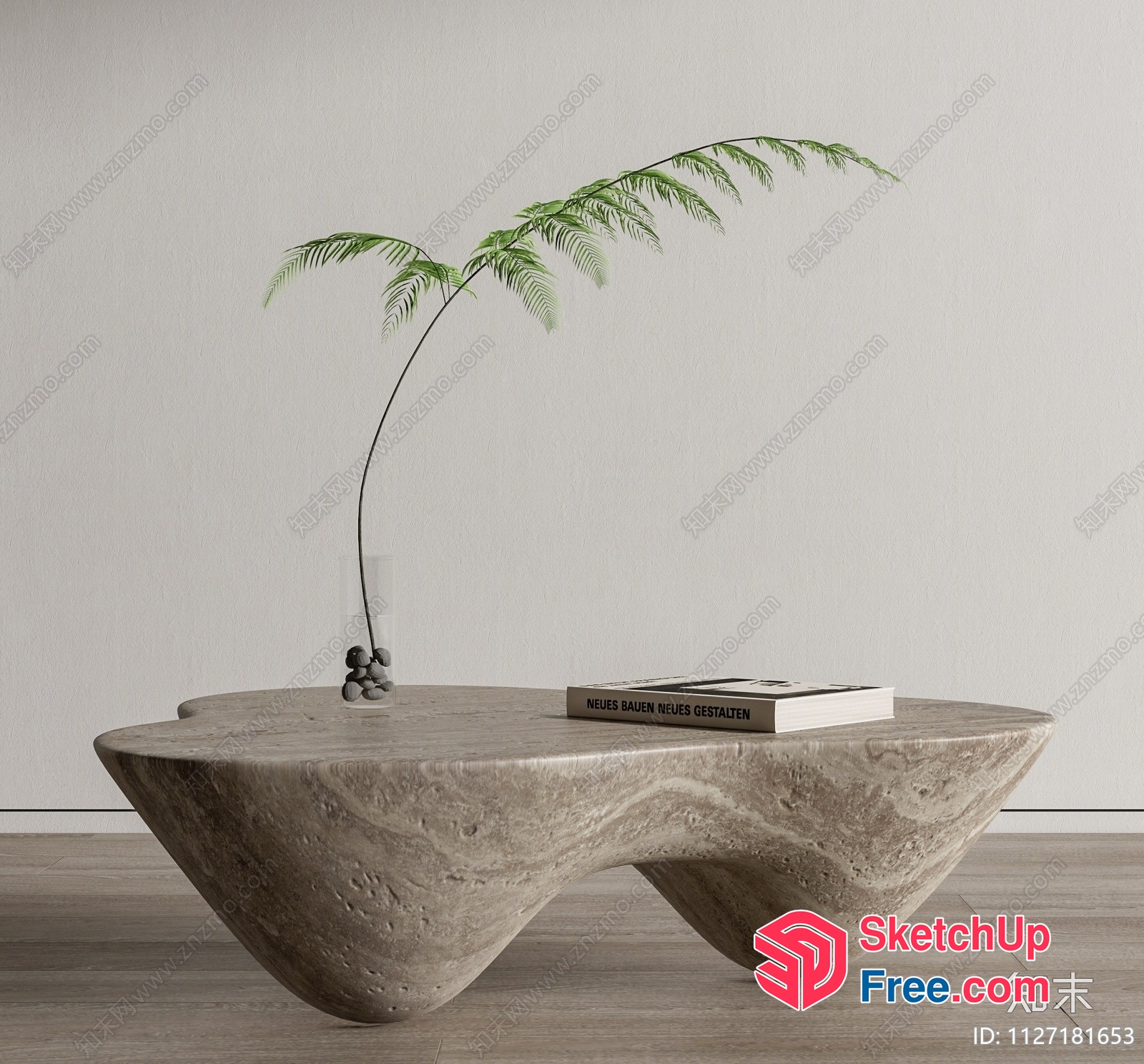 Modern Stone Coffee Table With Unique Design 3D SketchUp File