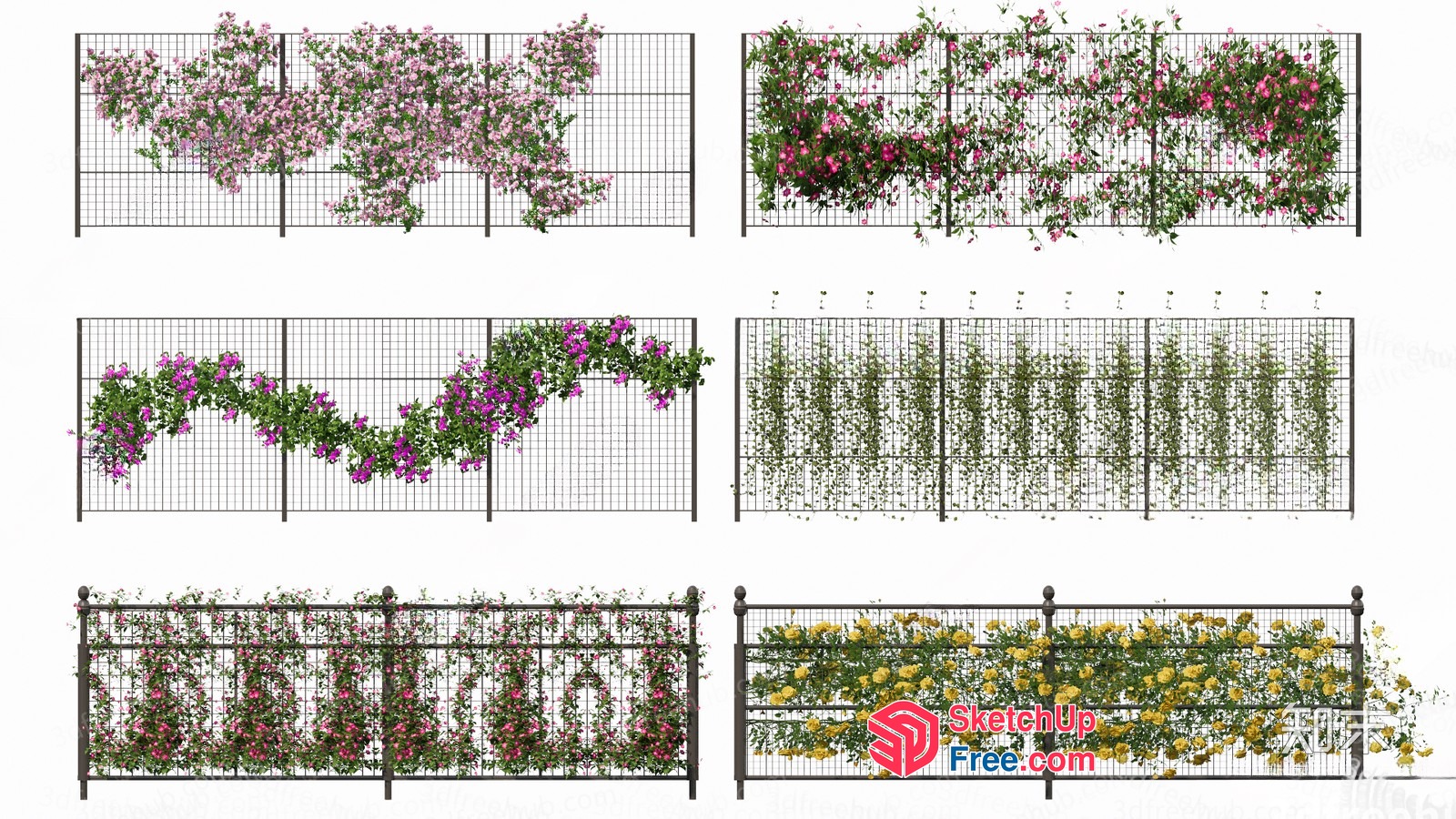 Outdoor Flowering Metal Fence 3D SketchUp File