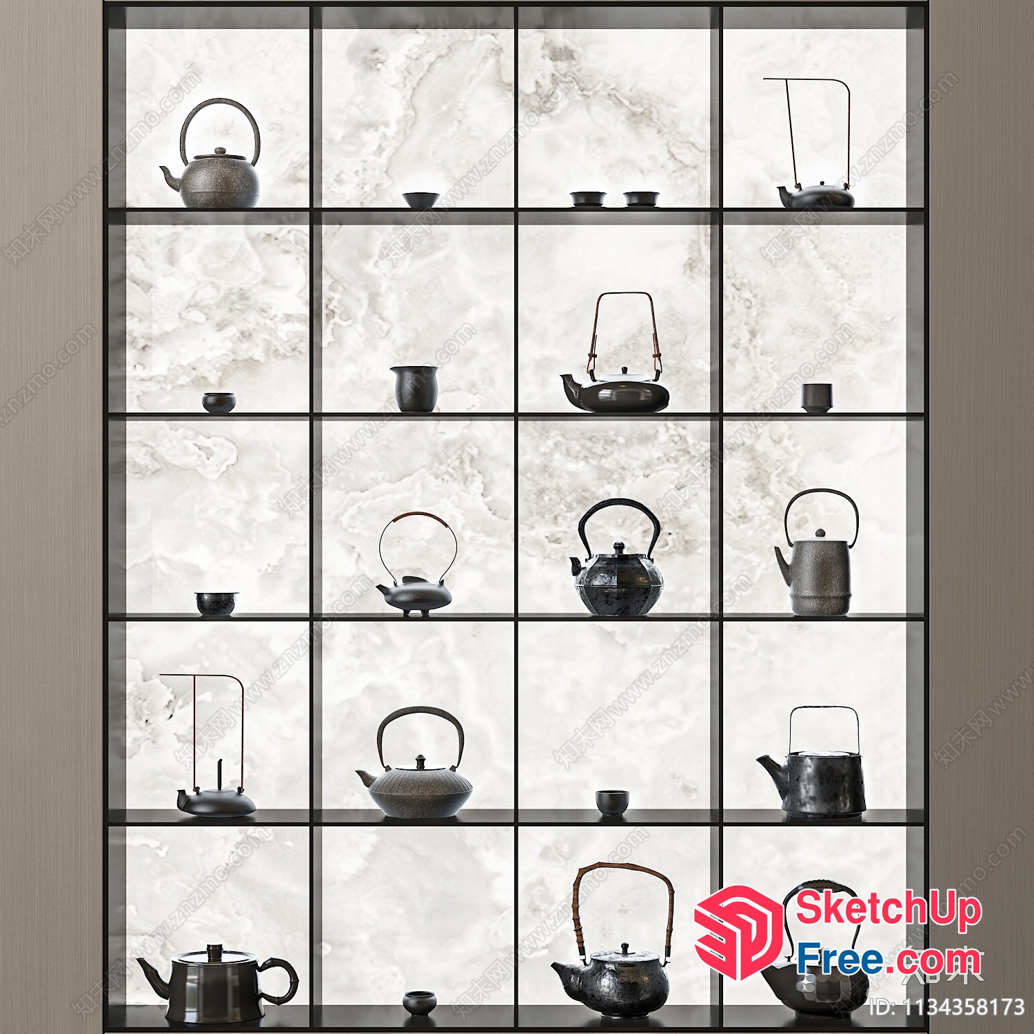 Modern Japanese-Inspired Tea Kettle Collection 3D SketchUp File