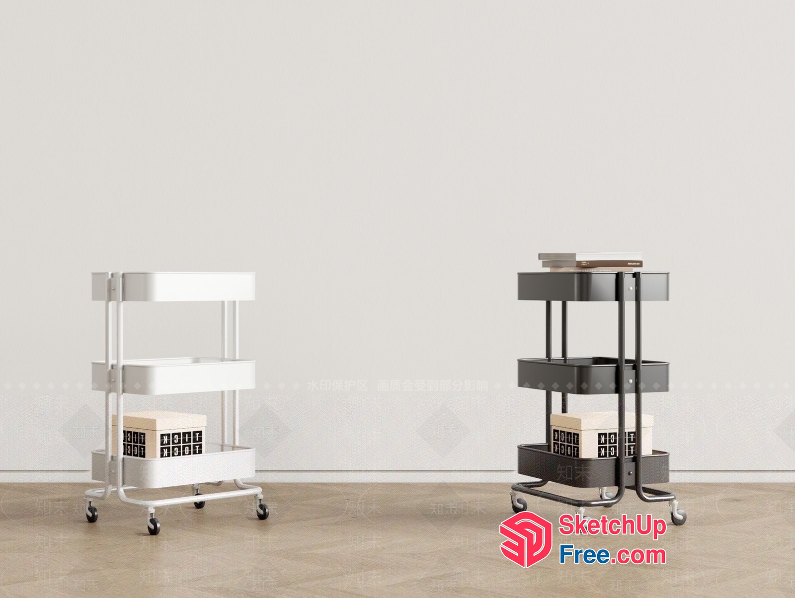 Modern Shelving Units With Storage Boxes 3D SketchUp File