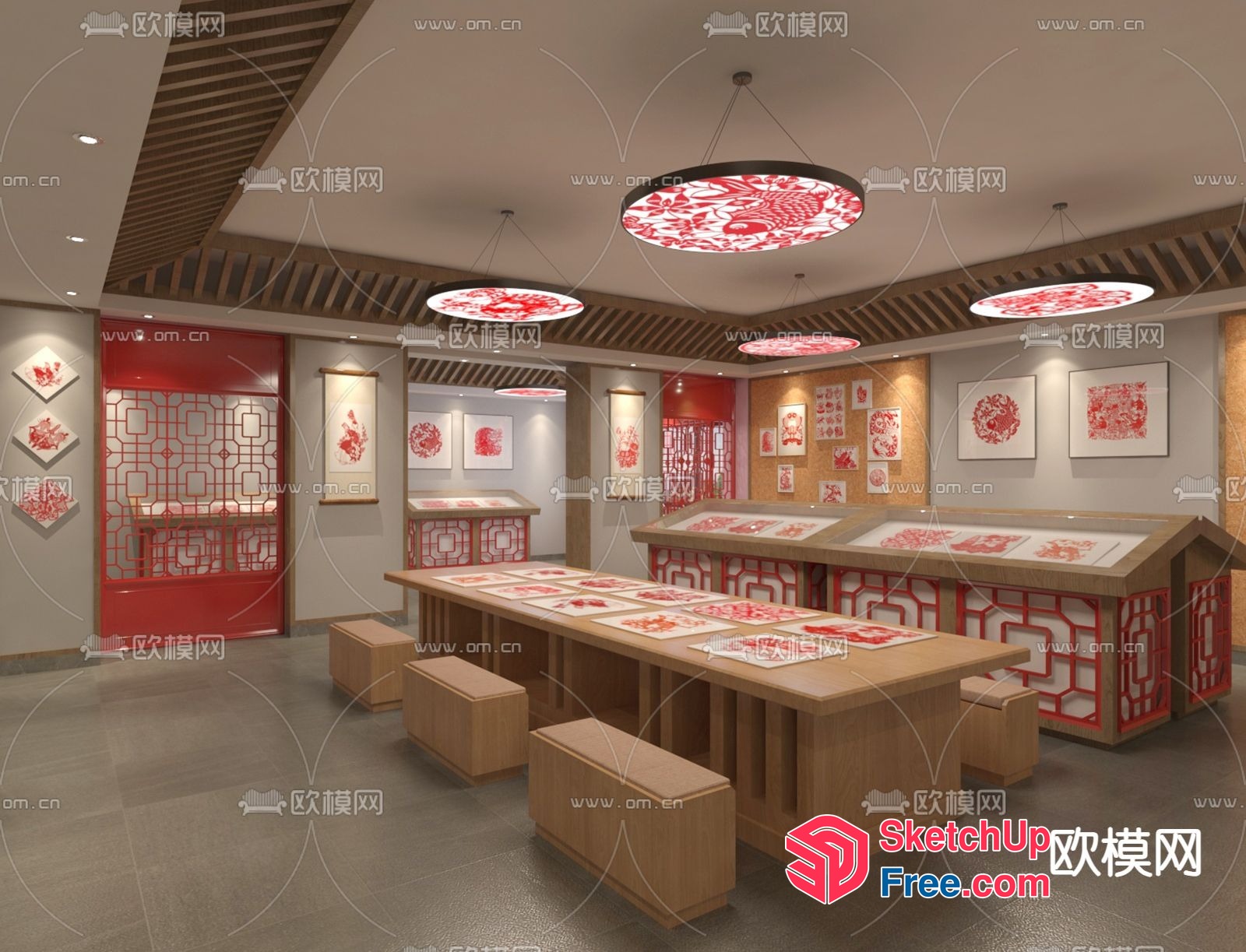 Traditional Chinese Restaurant Interior 3D SketchUp File