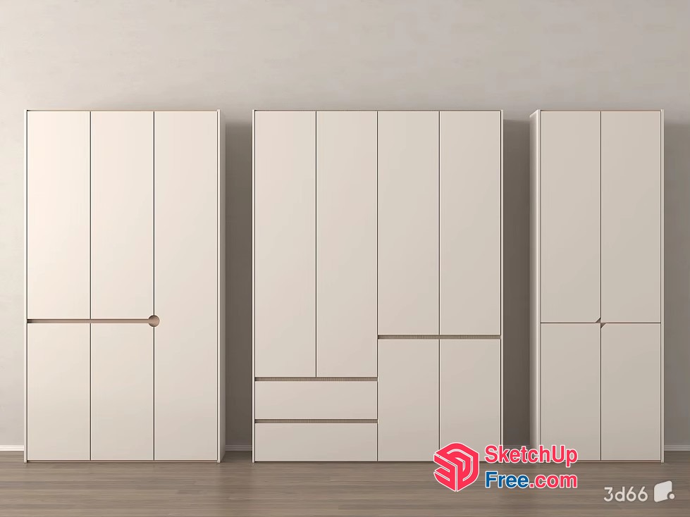 White Modern Minimalist Wardrobes 3D SketchUp File