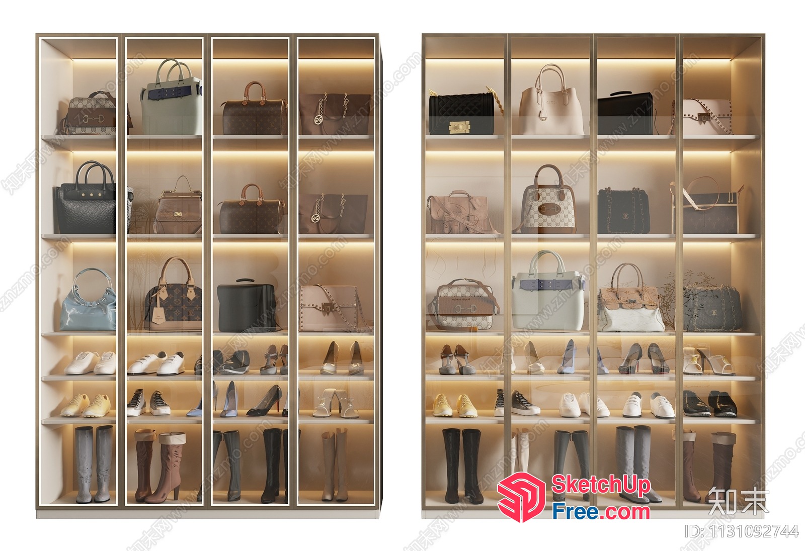 Modern Shoe And Handbag Display Case 3D SketchUp File