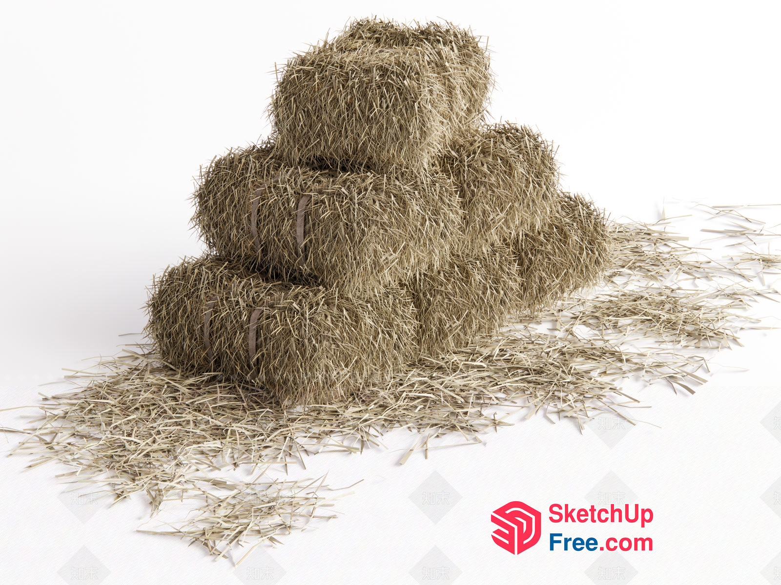 Piled Hay Bales And Loose Hay 3D SketchUp File
