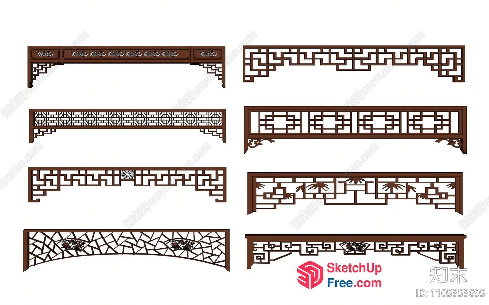Traditional Asian-Inspired Wooden Decorative Wall Screen 3D SketchUp File